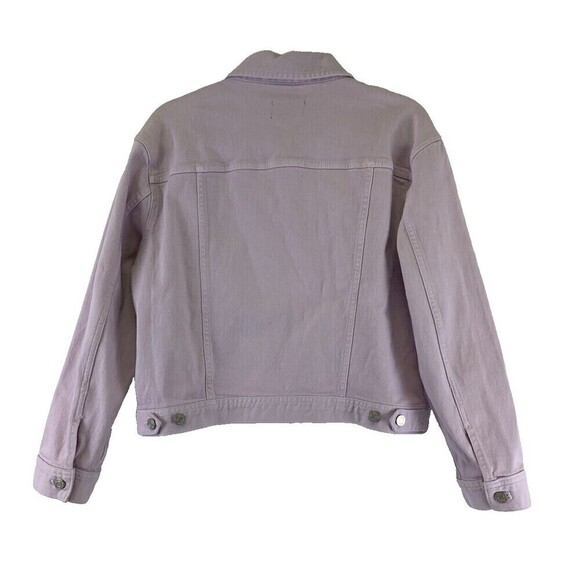 J Crew Garment Dyed Denim Jacket Pink Cropped L7219 Button Collared Women Medium - Picture 5 of 12